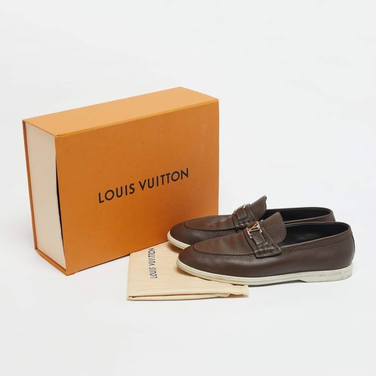 Pre Owned Louis Vuitton Brown Leather Estate Loafers Size 44