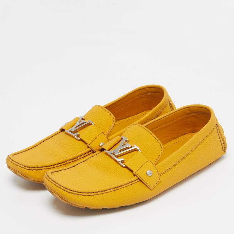 Pre Owned Louis Vuitton Yellow Leather Monte Carlo Loafers Size 46