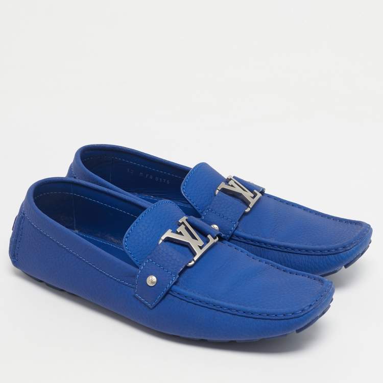Pre Owned Louis Vuitton Blue Leather Monte Carlo Loafers Size 46