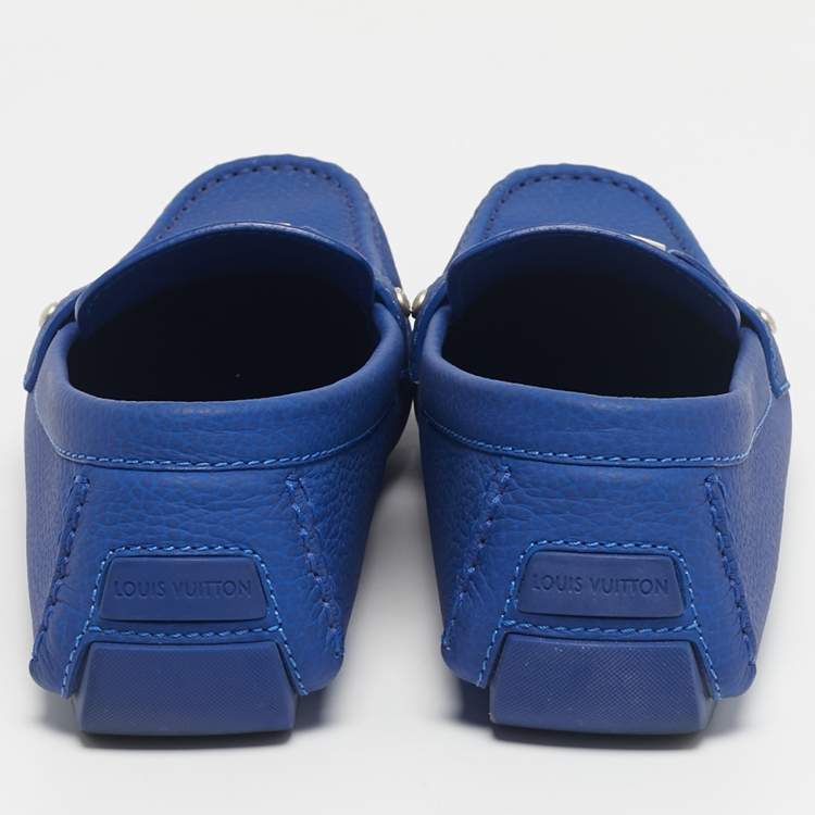 Pre Owned Louis Vuitton Blue Leather Monte Carlo Loafers Size 46