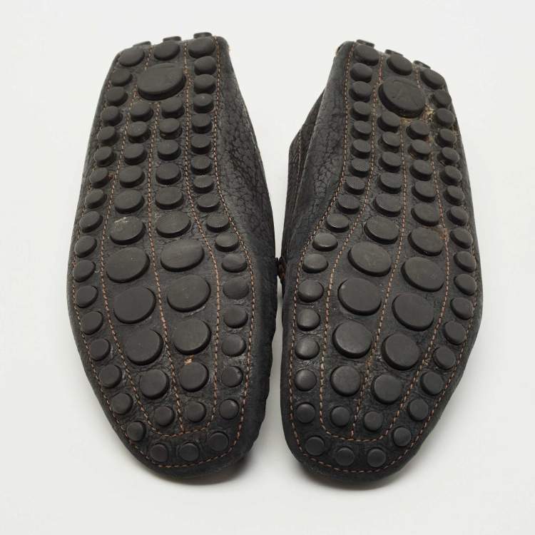 Pre Owned Louis Vuitton Black Nubuck Leather Monte Carlo Loafers Size 45