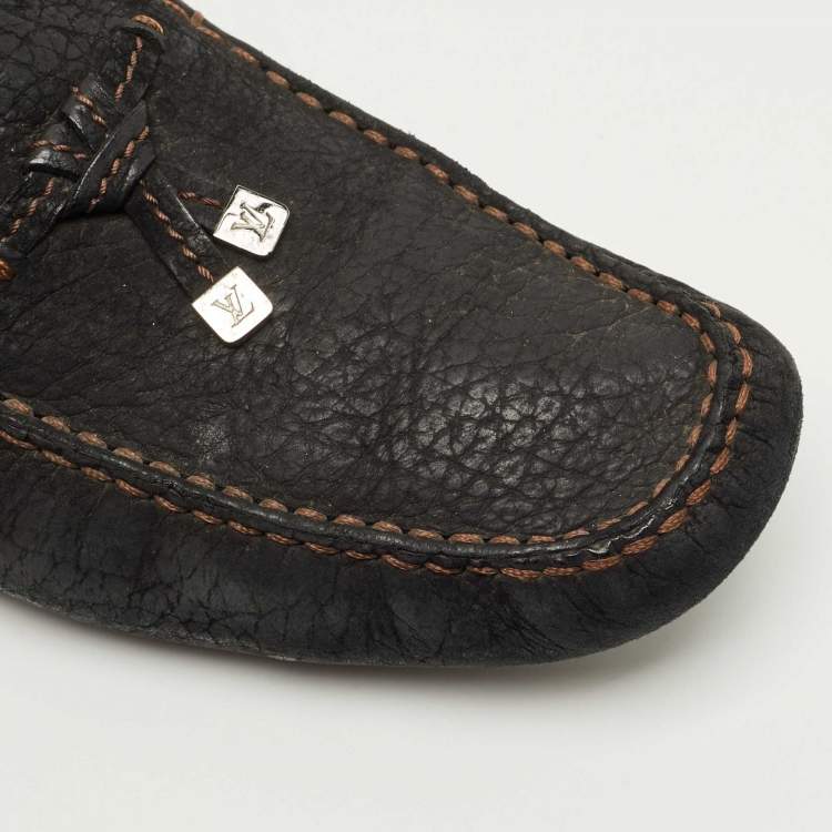 Pre Owned Louis Vuitton Black Nubuck Leather Monte Carlo Loafers Size 45