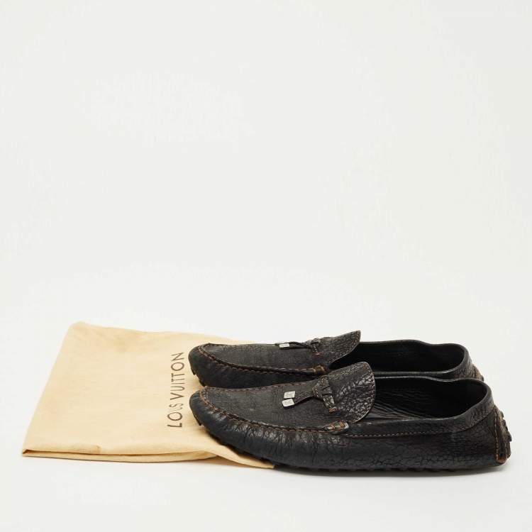 Pre Owned Louis Vuitton Black Nubuck Leather Monte Carlo Loafers Size 45