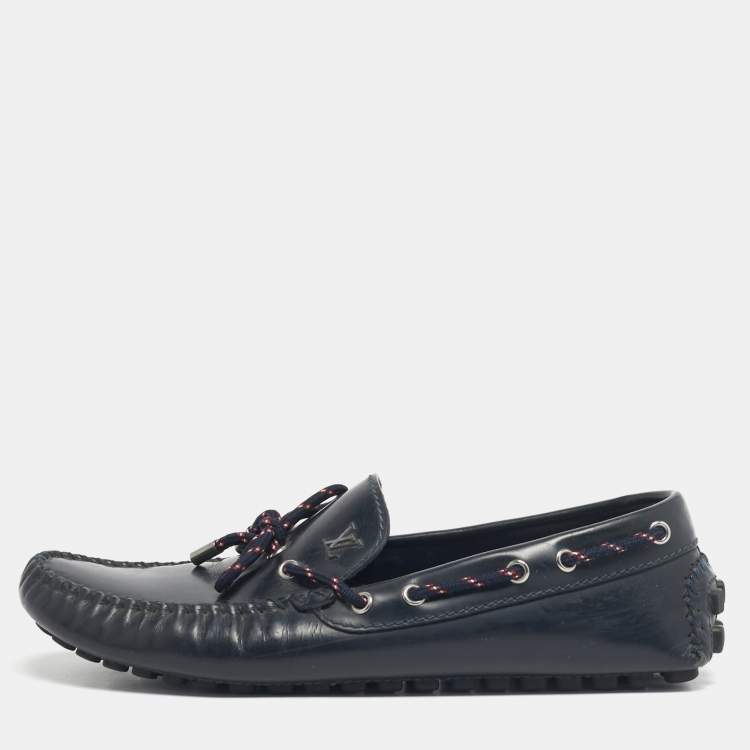 Pre Owned Louis Vuitton Navy Blue Patent Leather Monte Carlo Loafers Size 42.5