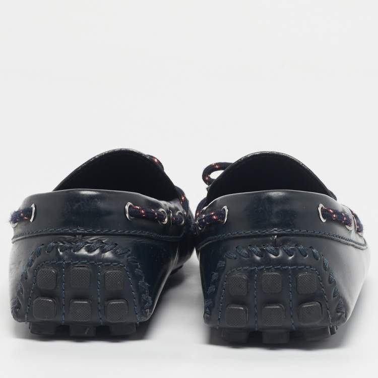 Pre Owned Louis Vuitton Navy Blue Patent Leather Monte Carlo Loafers Size 42.5