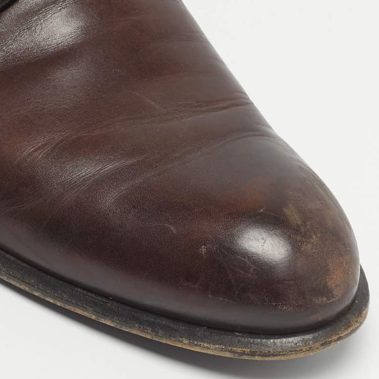 Pre Owned Louis Vuitton Burgundy Epi Leather and Leather Derby Size 44