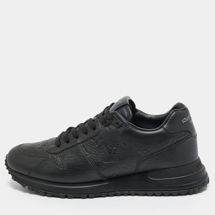 Pre Owned Louis Vuitton Black Monogram Leather Run Away Low Top Sneakers Size 40