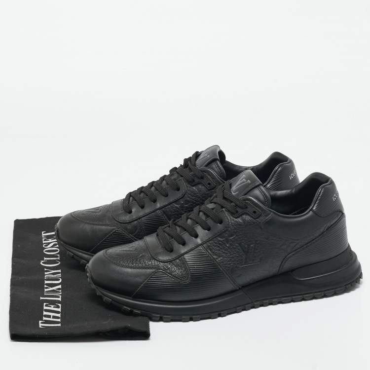 Pre Owned Louis Vuitton Black Monogram Leather Run Away Low Top Sneakers Size 40