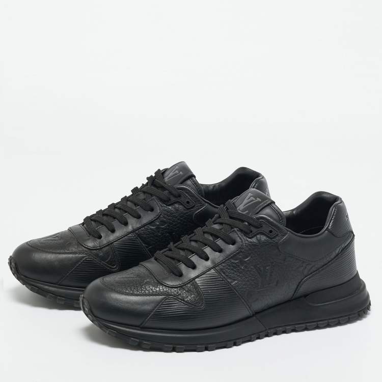 Pre Owned Louis Vuitton Black Monogram Leather Run Away Low Top Sneakers Size 40
