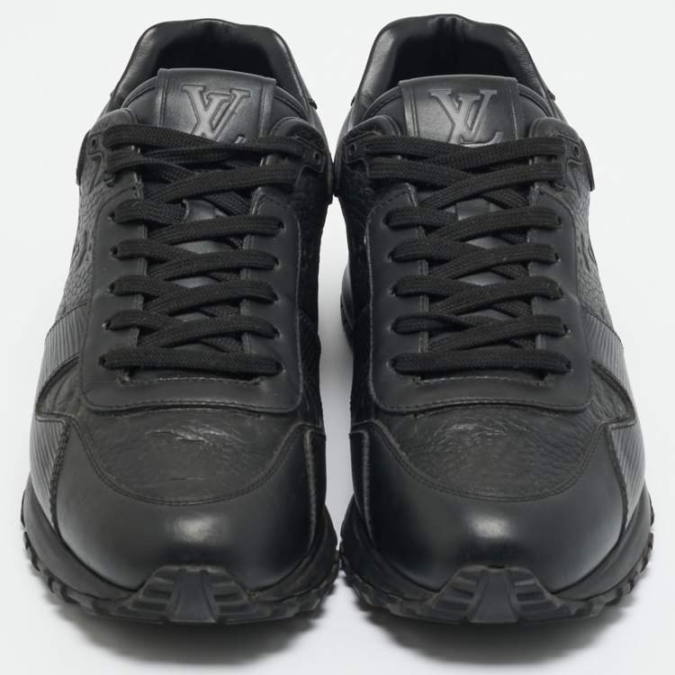 Pre Owned Louis Vuitton Black Monogram Leather Run Away Low Top Sneakers Size 40