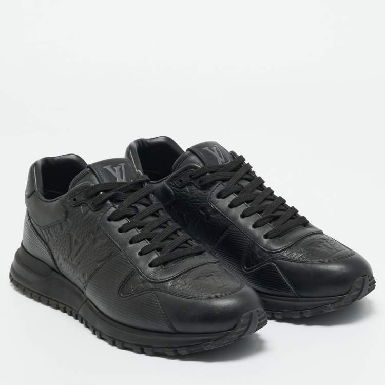 Pre Owned Louis Vuitton Black Monogram Leather Run Away Low Top Sneakers Size 40