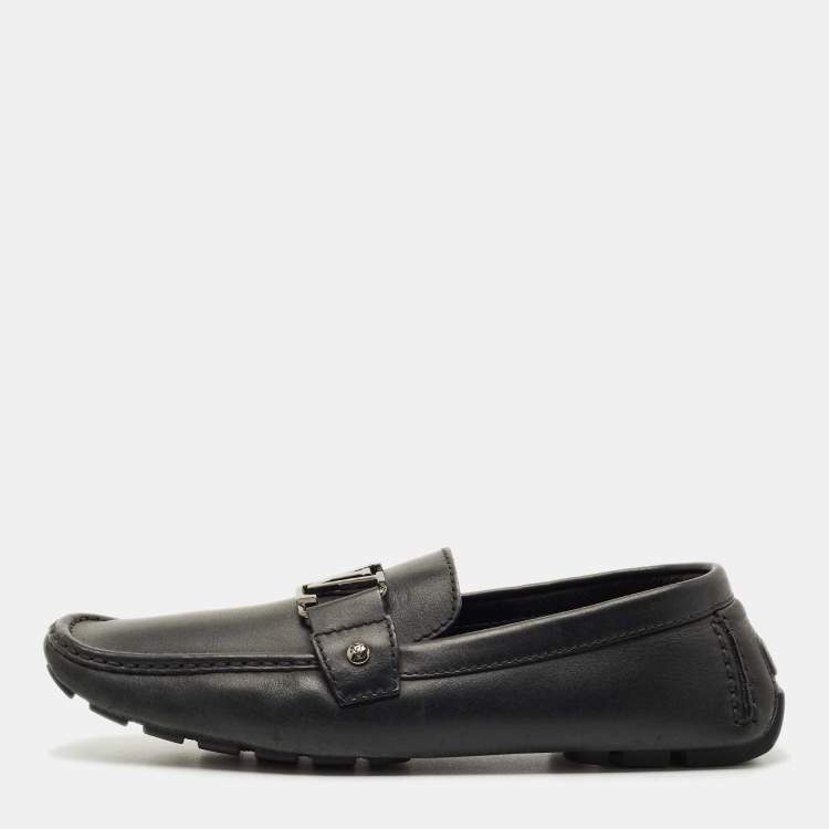 Pre Owned Louis Vuitton Black Leather Monte Carlo Loafers Size 42.5