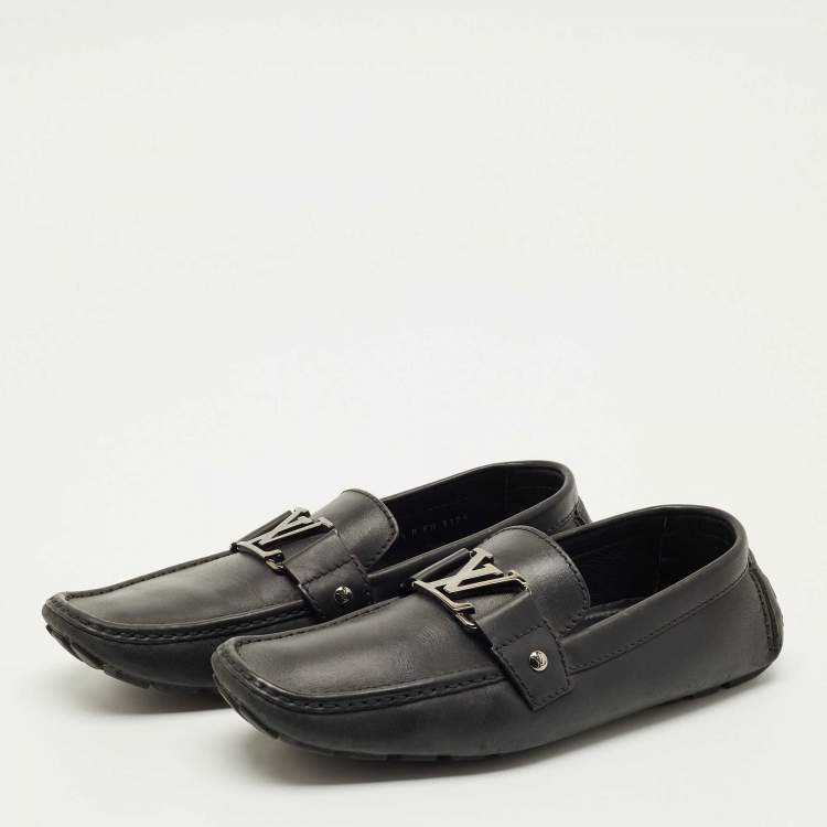 Pre Owned Louis Vuitton Black Leather Monte Carlo Loafers Size 42.5