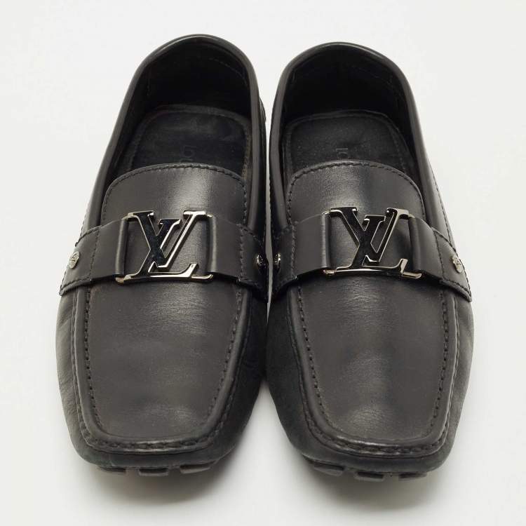 Pre Owned Louis Vuitton Black Leather Monte Carlo Loafers Size 42.5