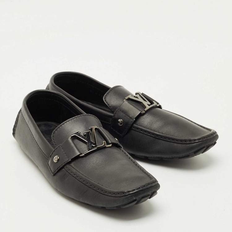 Pre Owned Louis Vuitton Black Leather Monte Carlo Loafers Size 42.5