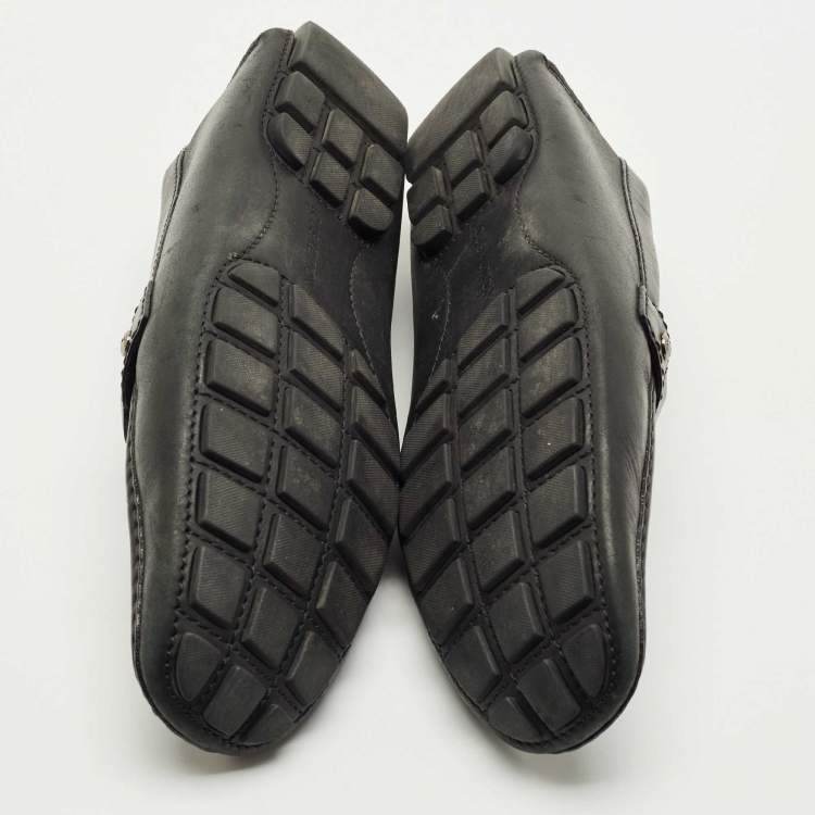 Pre Owned Louis Vuitton Black Leather Monte Carlo Loafers Size 42.5