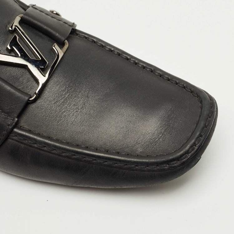 Pre Owned Louis Vuitton Black Leather Monte Carlo Loafers Size 42.5