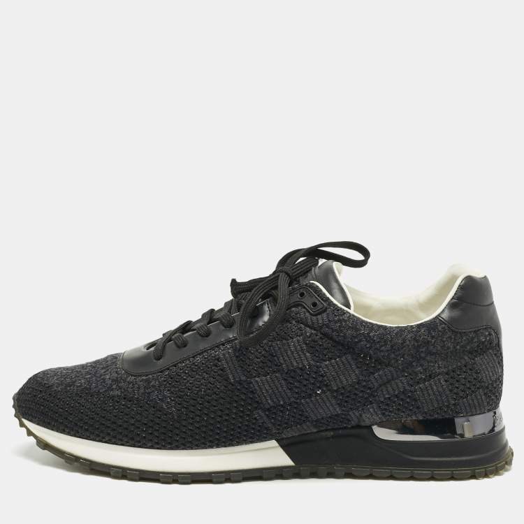 Pre Owned Louis Vuitton Black Damier Knit Fabric And Leather Run Away Low Top Sneakers Size 41