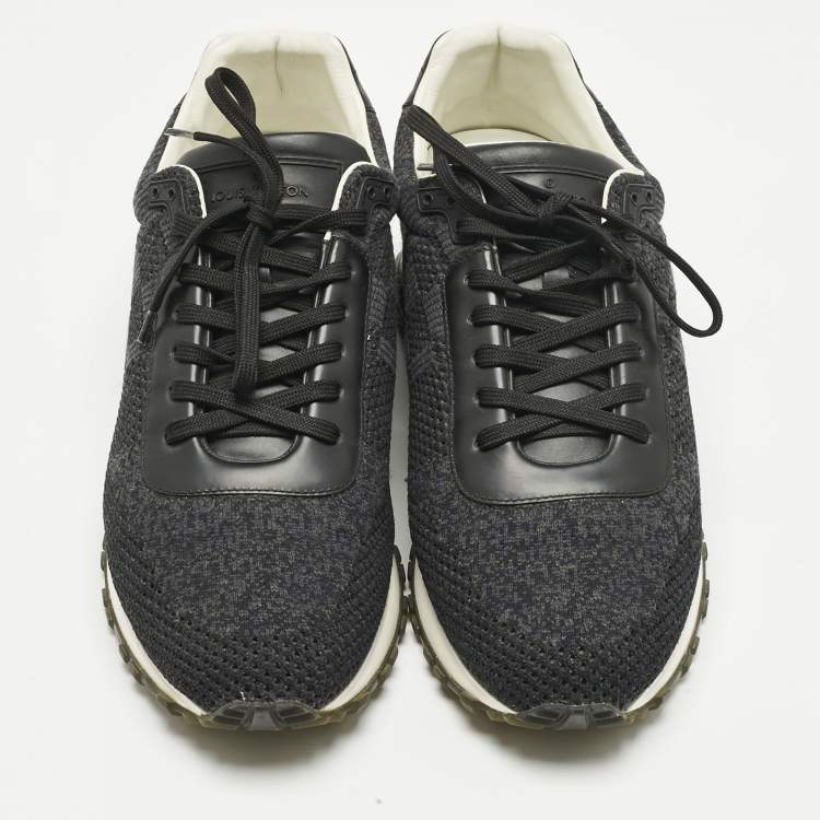 Pre Owned Louis Vuitton Black Damier Knit Fabric And Leather Run Away Low Top Sneakers Size 41