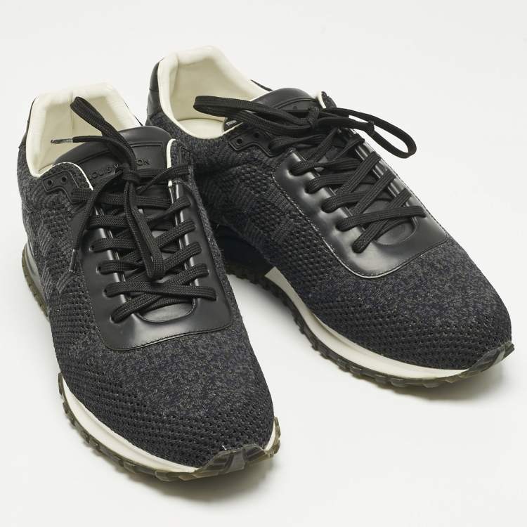 Pre Owned Louis Vuitton Black Damier Knit Fabric And Leather Run Away Low Top Sneakers Size 41