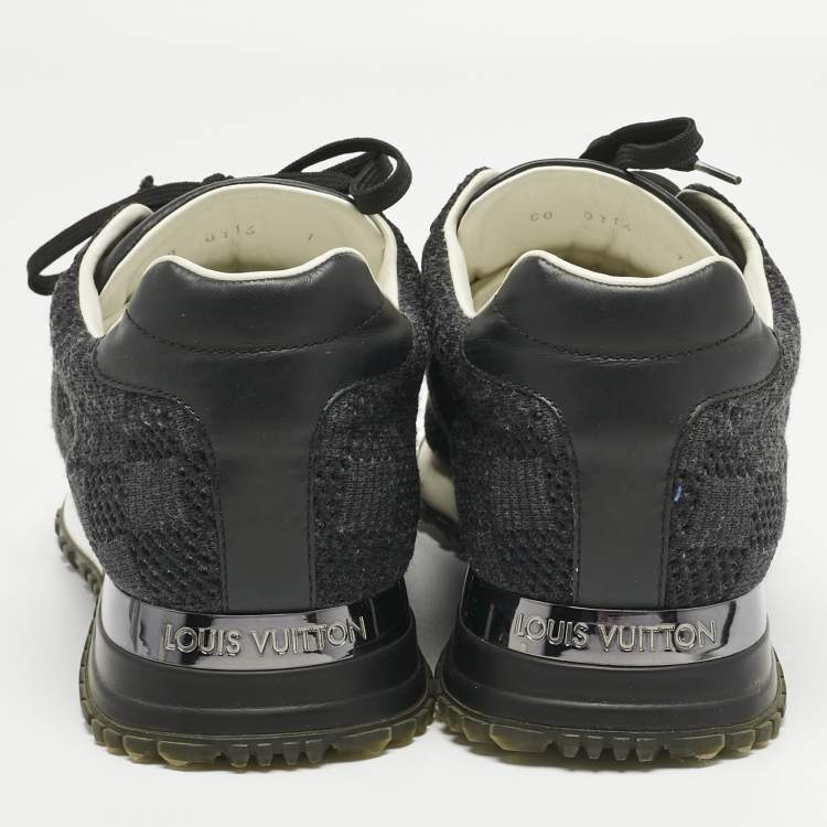 Pre Owned Louis Vuitton Black Damier Knit Fabric And Leather Run Away Low Top Sneakers Size 41