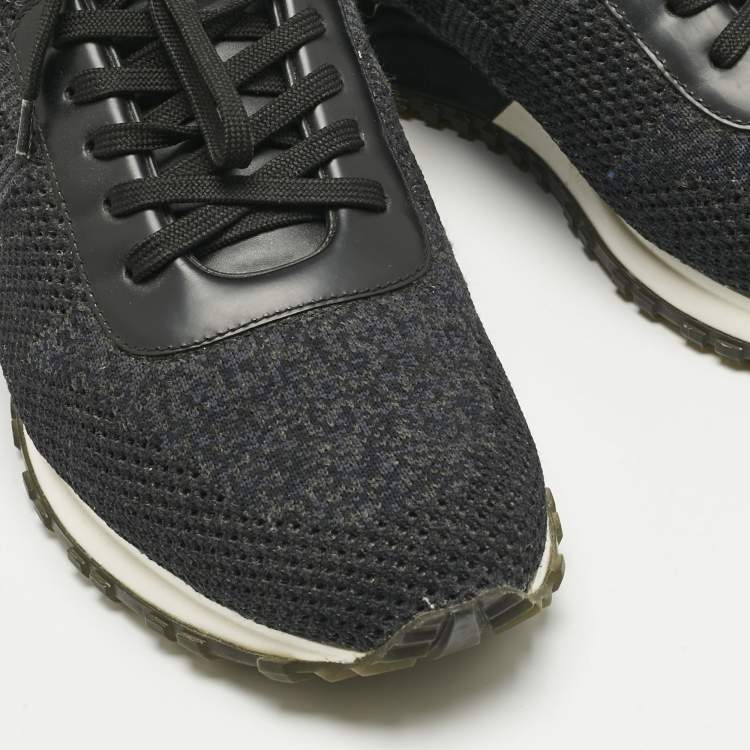 Pre Owned Louis Vuitton Black Damier Knit Fabric And Leather Run Away Low Top Sneakers Size 41