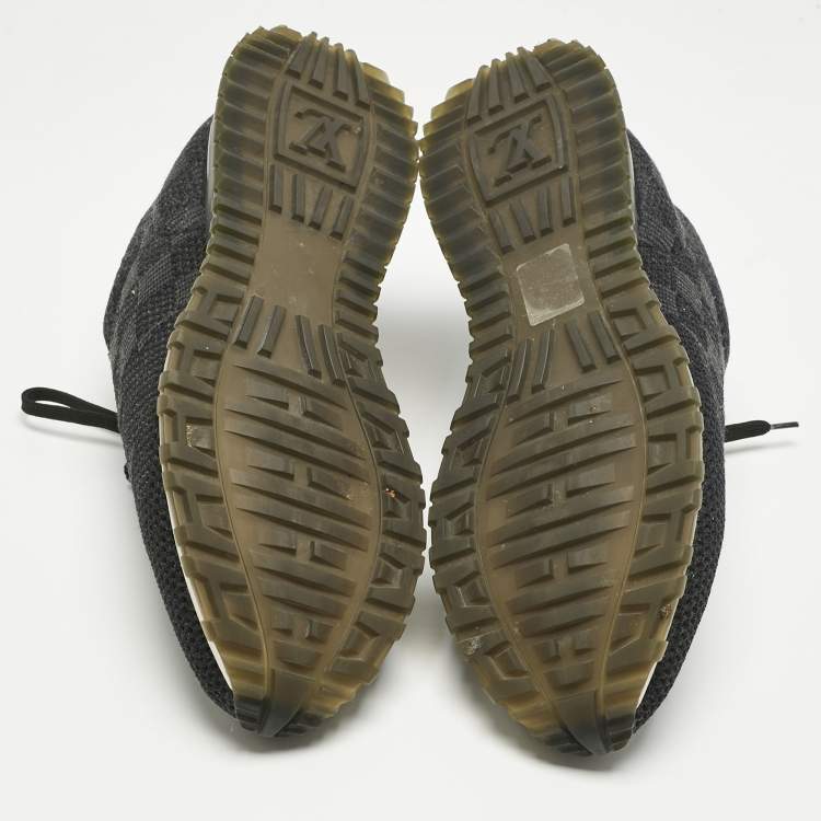 Pre Owned Louis Vuitton Black Damier Knit Fabric And Leather Run Away Low Top Sneakers Size 41
