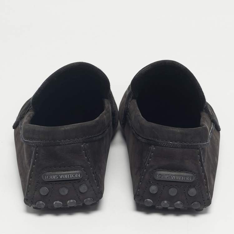 Pre Owned Louis Vuitton Black Nubuck Leather Monte Carlo Loafers Size 44