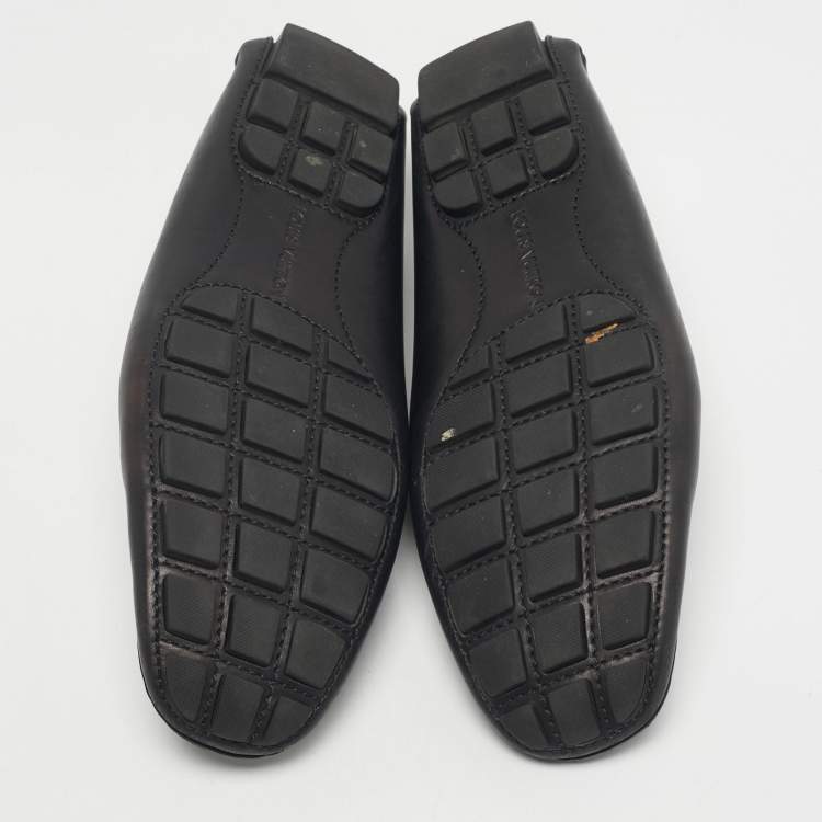 Pre Owned Louis Vuitton Black Monogram Canvas and Leather Monte Carlo Loafers Size 41