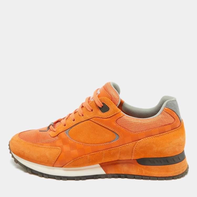 Pre Owned Louis Vuitton Orange Suede and Mesh Run Away Sneakers Size 40