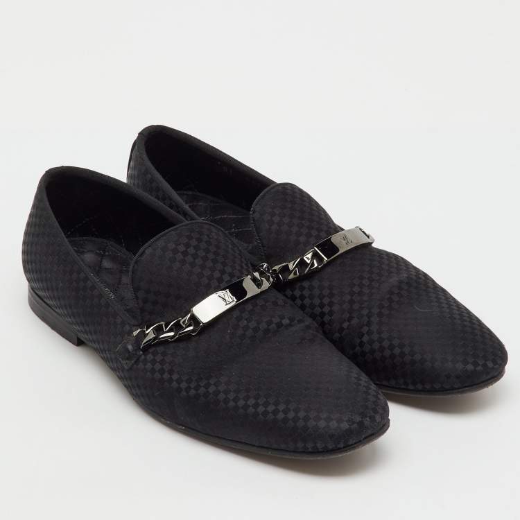 Pre Owned Louis Vuitton Black Damier Fabric Chail Slip On Loafers Size 41