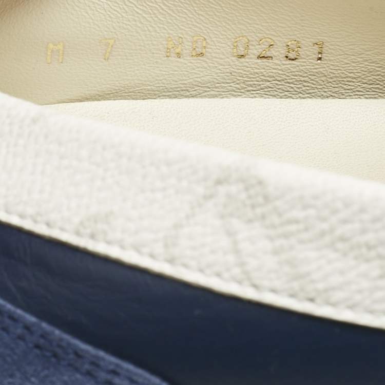 Pre Owned Louis Vuitton Blue/White Suede and Leather Racer Loafers Size 41