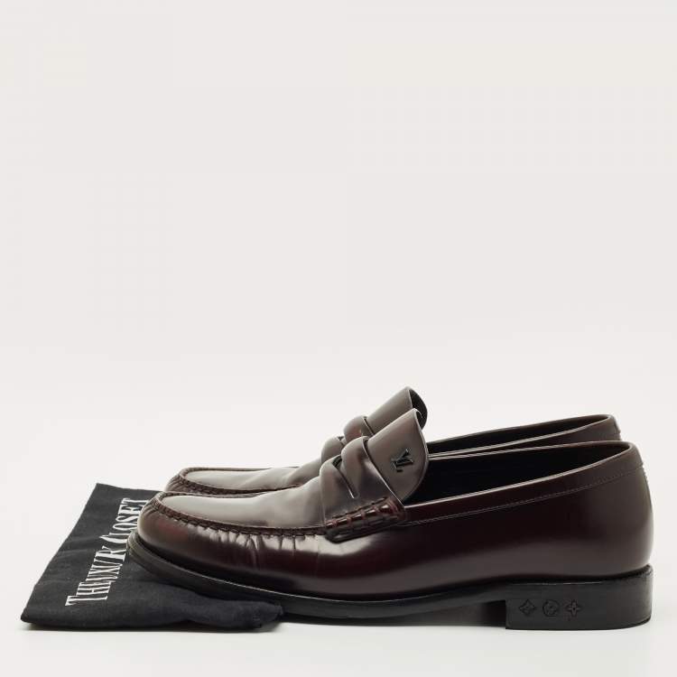 Pre Owned Louis Vuitton Burgundy Leather Major loafers Size 41.5