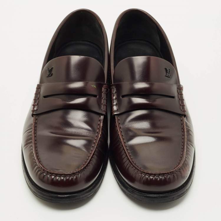 Pre Owned Louis Vuitton Burgundy Leather Major loafers Size 41.5