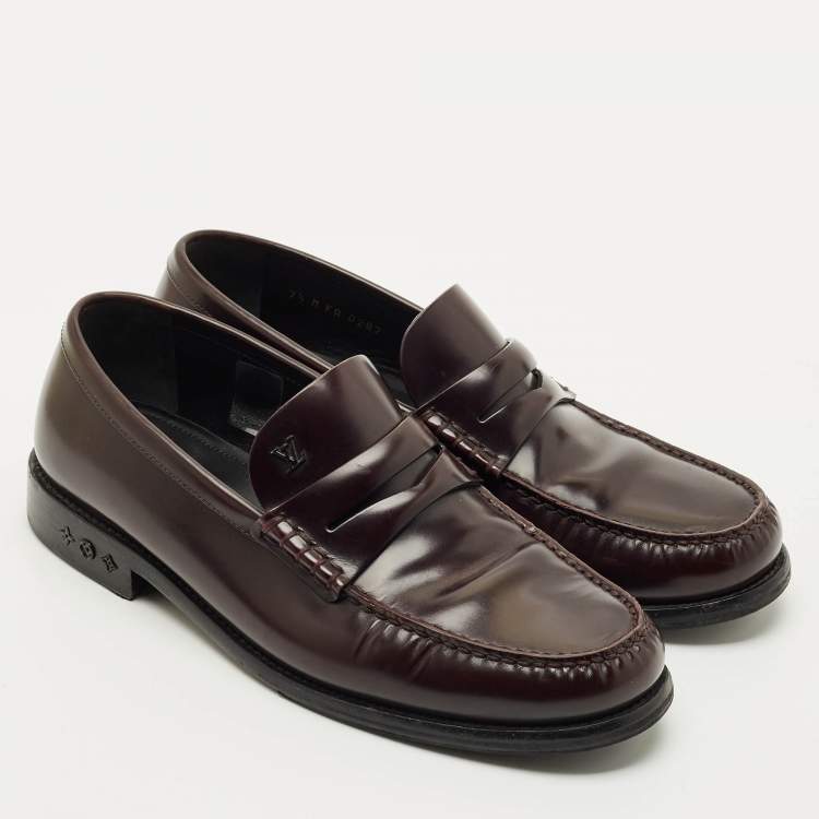 Pre Owned Louis Vuitton Burgundy Leather Major loafers Size 41.5
