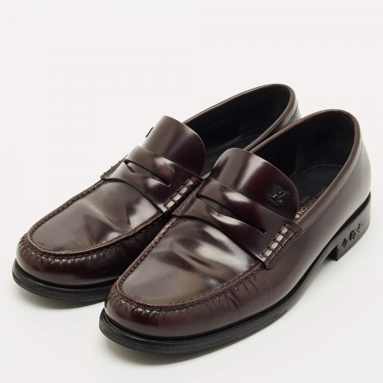 Pre Owned Louis Vuitton Burgundy Leather Major loafers Size 41.5