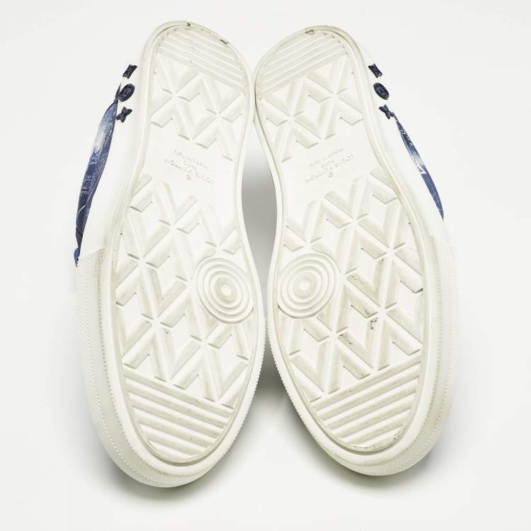 Pre Owned Louis Vuitton Blue Denim and Suede Richelieu LV Ollie Low Top Sneakers Size 46