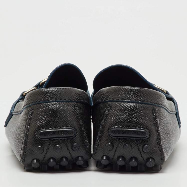 Pre Owned Louis Vuitton Black Leather Hockenheim Slip On Loafers Size 41