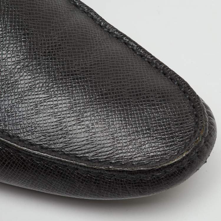 Pre Owned Louis Vuitton Black Leather Hockenheim Slip On Loafers Size 41