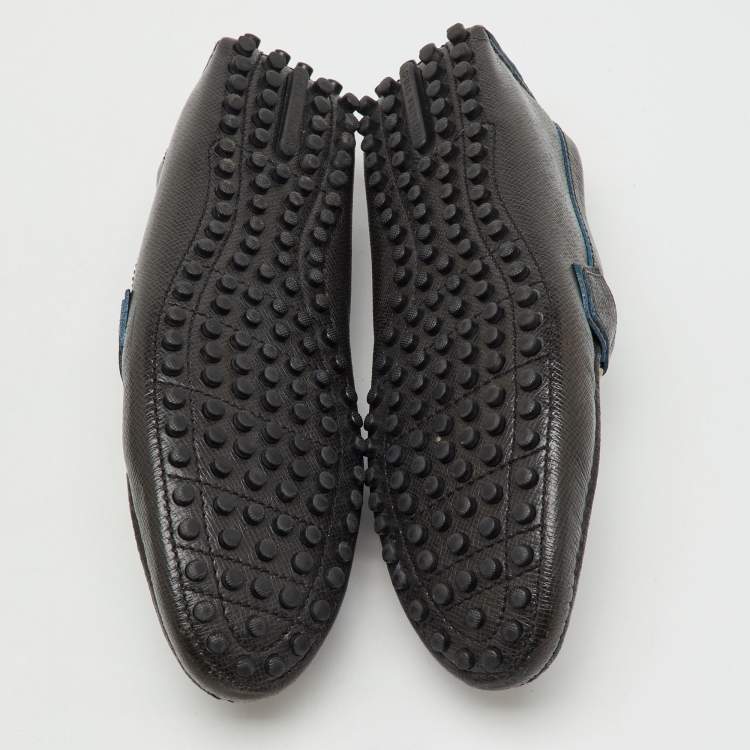 Pre Owned Louis Vuitton Black Leather Hockenheim Slip On Loafers Size 41