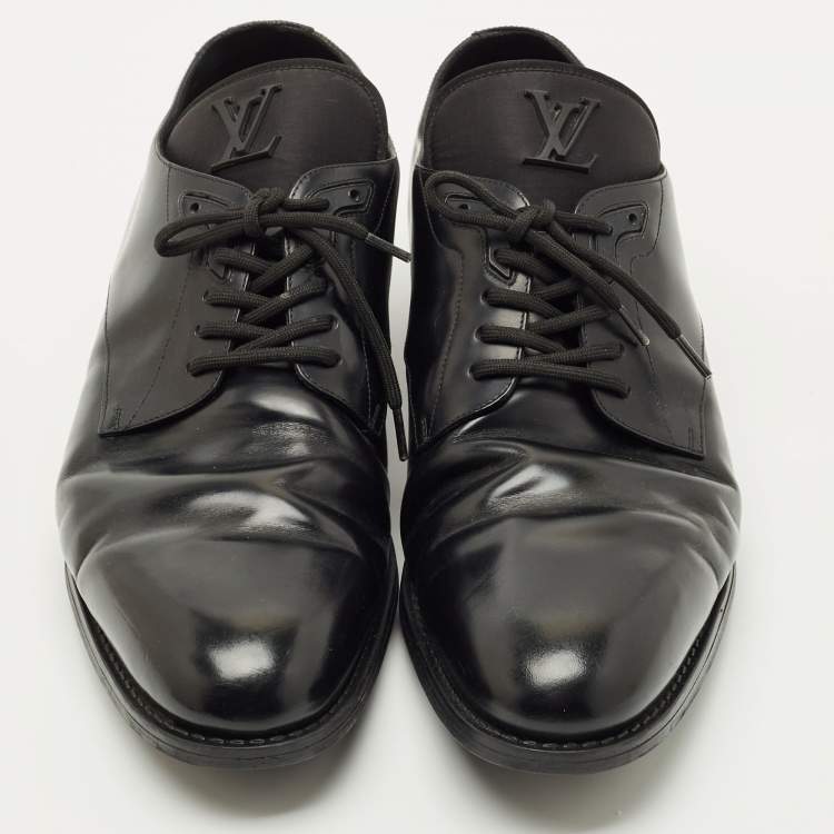 Pre Owned Louis Vuitton Black Leather Derby Lace Up Size 44
