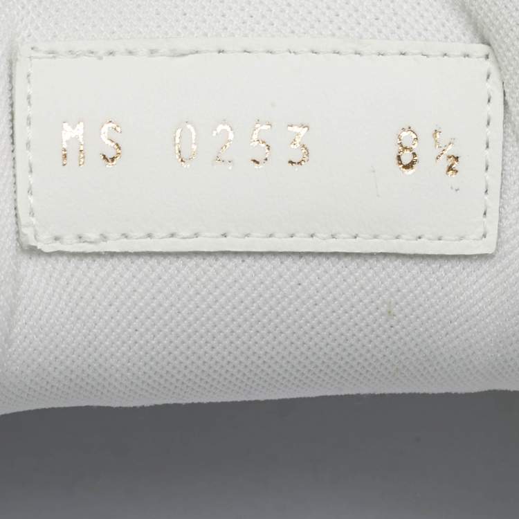 Pre Owned Louis Vuitton White/Black Denim and Leather LV Trainer Maxi Lace Up Sneakers Size 42.5