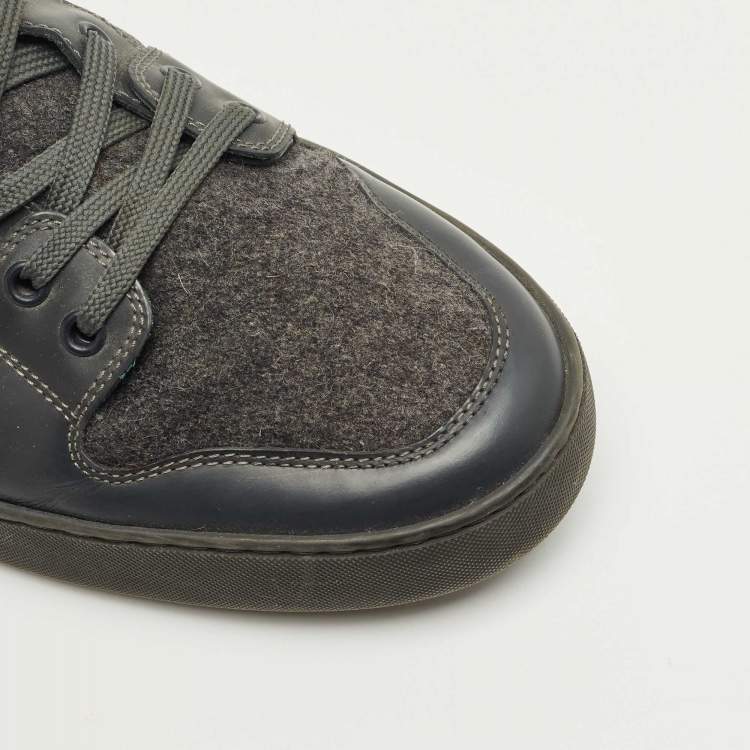 Pre Owned Louis Vuitton Grey Wool and Damier Graphite Canvas Low Top Sneakers Size 44