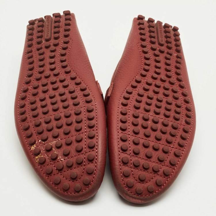 Pre Owned Louis Vuitton Brick Red Leather Hockenheim Loafers Size 43