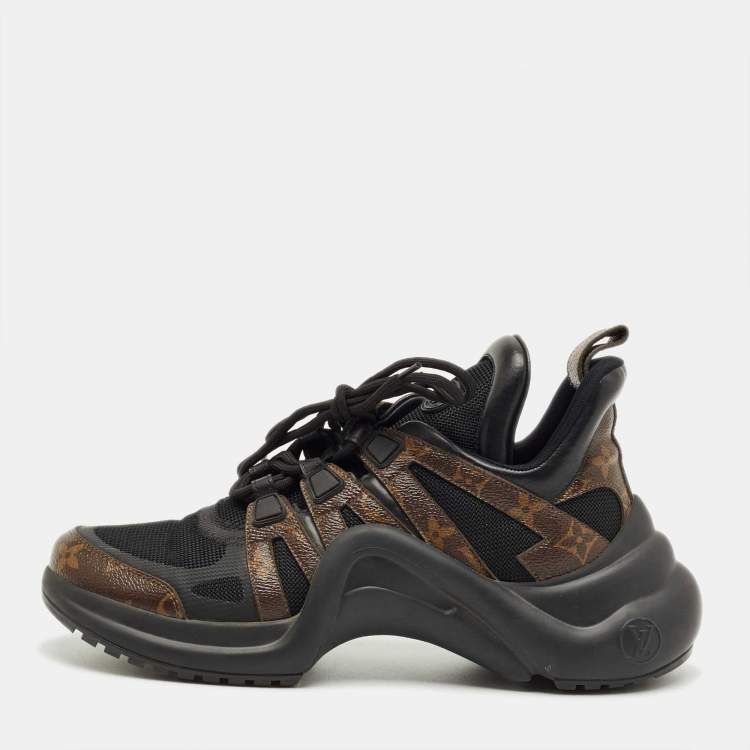 Pre Owned Louis VuittonBlack/Brown Monogram Canvas and Mesh Archlight Sneakers Size 41