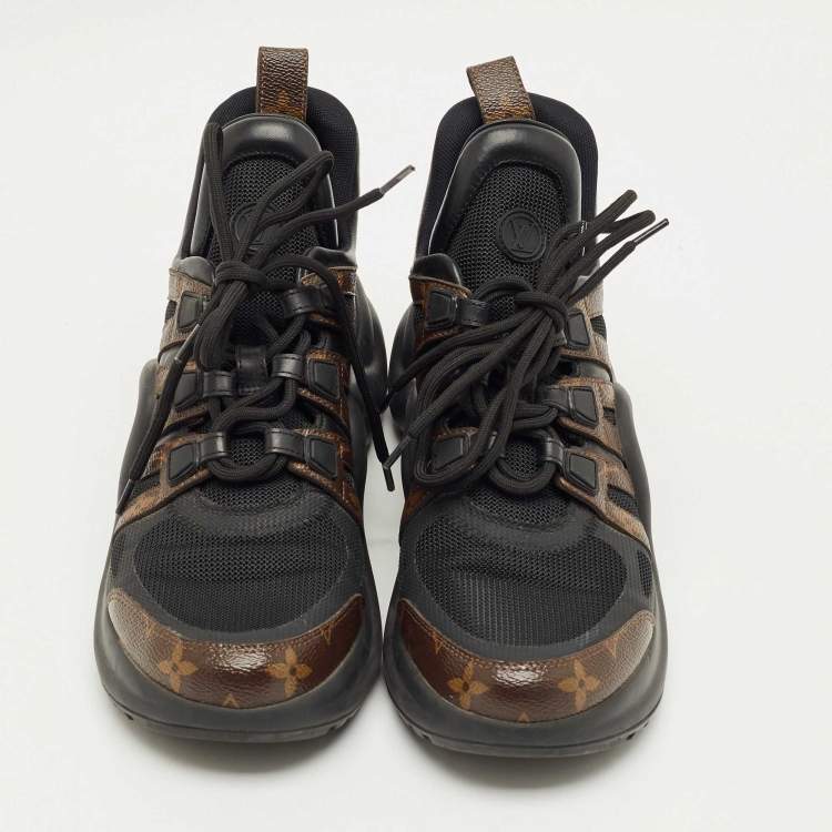 Pre Owned Louis VuittonBlack/Brown Monogram Canvas and Mesh Archlight Sneakers Size 41