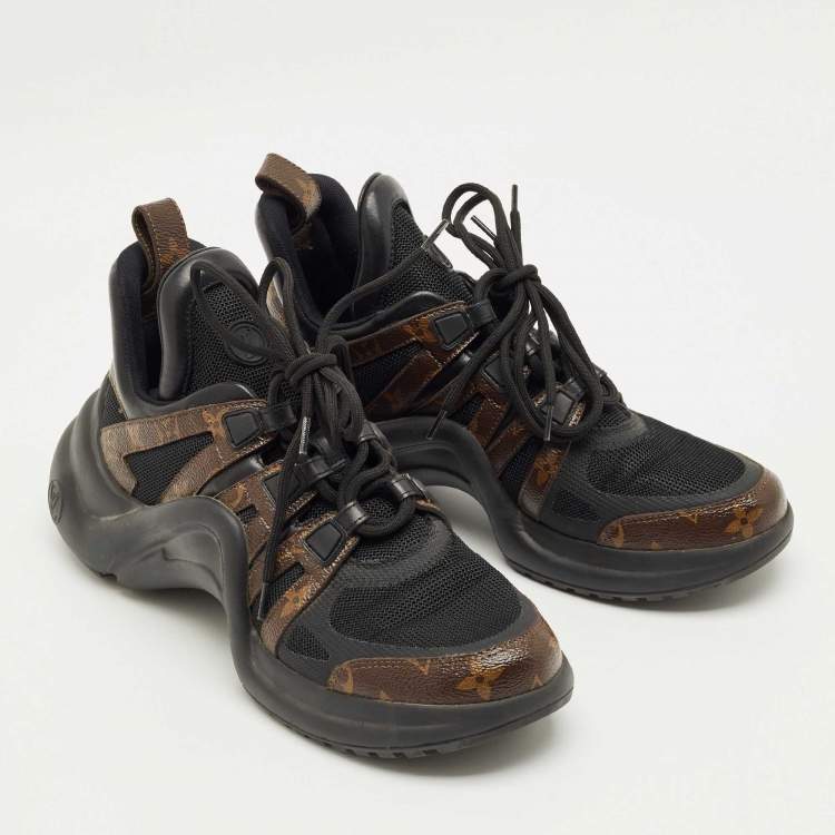 Pre Owned Louis VuittonBlack/Brown Monogram Canvas and Mesh Archlight Sneakers Size 41