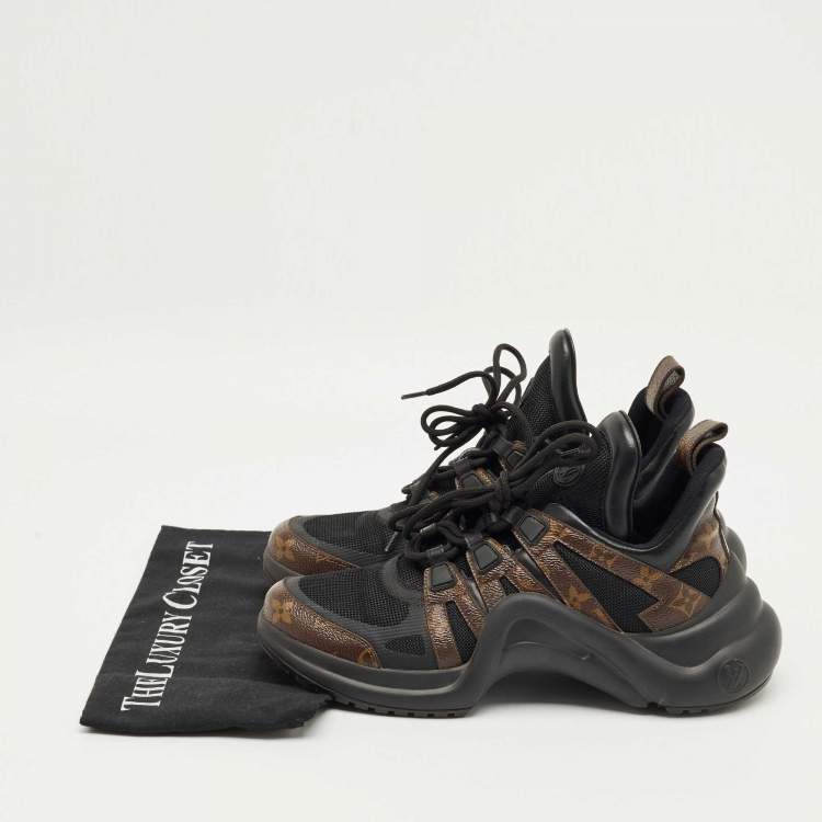 Pre Owned Louis VuittonBlack/Brown Monogram Canvas and Mesh Archlight Sneakers Size 41