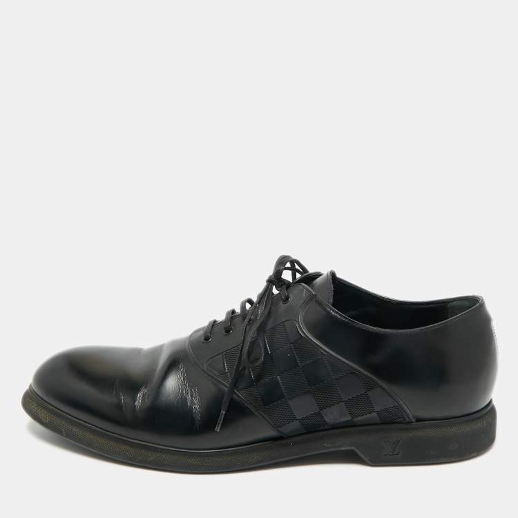 Pre Owned Louis Vuitton Black Leather Lace Up Derby Size 40.5
