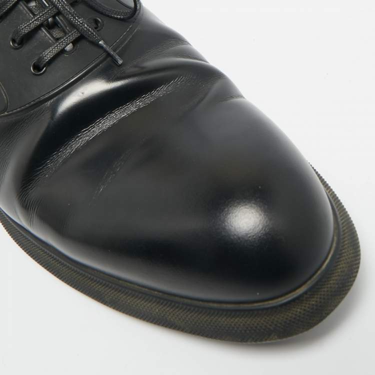 Pre Owned Louis Vuitton Black Leather Lace Up Derby Size 40.5